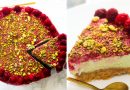 Cheesecake cremoso, soñador y absolutamente majestuoso de Frambuesa y Pistacho: donde cada rebanada cuenta una historia de sabor y finura
