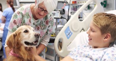 Cómo el golden retriever Basti transformó los días de hospital de un niño en momentos felices