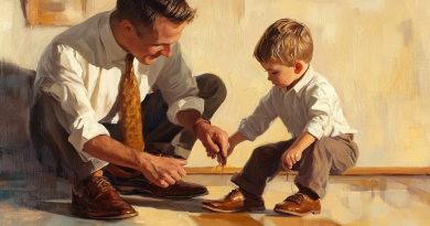 Los zapatos de papá — y el niño que intenta calzarlos