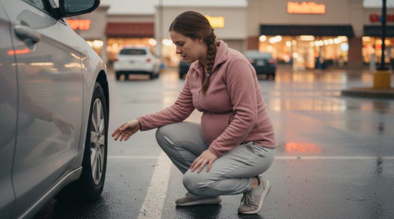 Estaba en el octavo mes cuando mi esposo me dejó con una llanta desinflada bajo la lluvia — y se puso pálido al ver quién llegó en su lugar