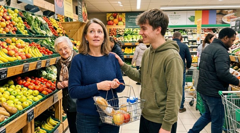 Una clienta descarada con un carrito lleno se coló frente a mi madre en silla de ruedas en la caja — lo que sonó por el altavoz hizo que se quedara paralizada
