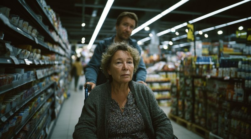 Una clienta descarada con un carrito lleno se coló delante de mi madre en silla de ruedas en la caja. Lo que sonó por el altavoz de la tienda dejó a todos congelados…