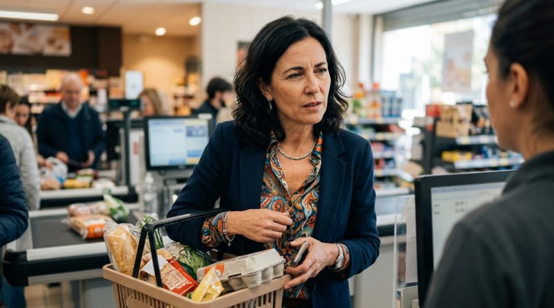 En la caja, la cajera me dijo: “Oh, ¿tu esposo no está contigo otra vez? Ayer estuvo aquí con una rubia tan guapa.” Me congelé — porque ayer se suponía que iba a trabajar hasta tarde.