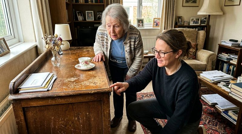 Listé el viejo aparador de mi abuela para la venta. El comprador señaló una marca bajo la superficie — y debajo del barniz había un nombre que nadie en nuestra familia conocía.