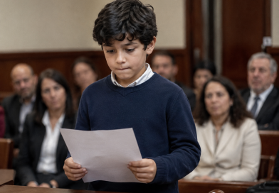 En el juicio yo luchaba por la custodia de mi hijo… pero todo cambió cuando mi hijo de siete años levantó la mano de repente y pidió leer una carta de su padre…