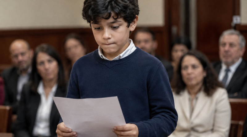 En el juicio yo luchaba por la custodia de mi hijo… pero todo cambió cuando mi hijo de siete años levantó la mano de repente y pidió leer una carta de su padre…